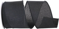 Black 2-1 2 Inch Linen Wired Edge Ribbon for Wreaths & Bows