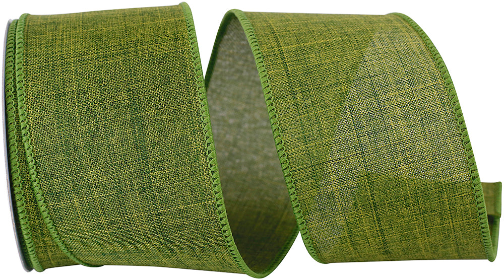 Moss 2-1 2 Inch Linen Wired Edge Ribbon for Wreaths & Bows