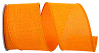 Orange 2-1 2 Inch Linen Wired Edge Ribbon for Wreaths & Bows