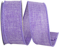 Purple 1-1 2 Inch Linen Wired Edge Ribbon for Wreaths & Bows