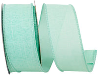 Aqua Linen Wired Edge Ribbon 1-1/2 Inch for Bows