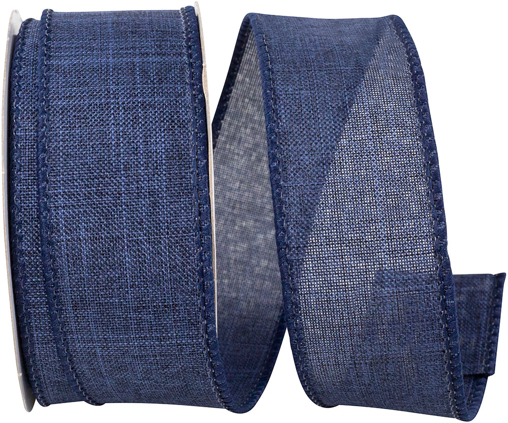 Denim Wired Edge Ribbon 1-1/2 Inch for Wreaths and Bows