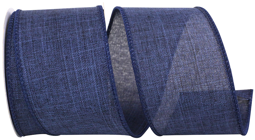 Denim Wired Edge Ribbon 2-1/2 Inch for Wreaths and Bows