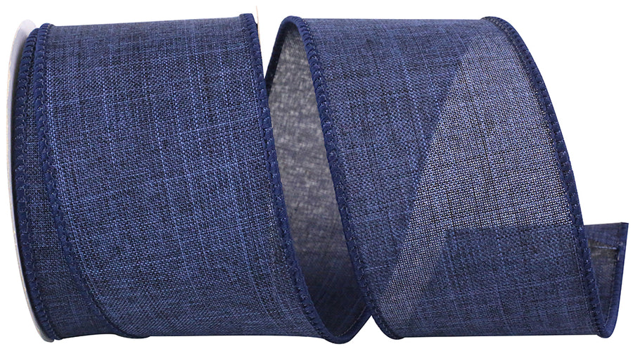 Denim Wired Edge Ribbon 2-1/2 Inch for Wreaths and Bows
