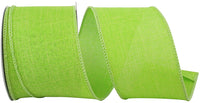 Lime 2-1 2 Inch Linen Wired Edge Ribbon for Wreaths & Bows