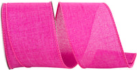 Fuchsia 2-1 2 Inch Linen Wired Edge Ribbon for Wreaths & Bows