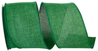 Emerald 2-1 2 Inch Linen Wired Edge Ribbon for Wreaths & Bows