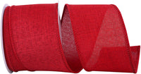 Scarlet Linen Wired Edge Ribbon 2-1/2 Inch for Bows