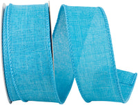 Turquoise Linen Wired Edge Ribbon 1-1/2 Inch for Bows