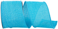 Turquoise 2-1/2 Inch Linen Wired Edge Ribbon