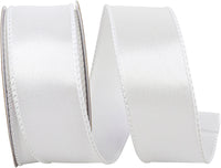 White 1-1 2 Inch Satin Wired Edge Ribbon for Wreaths & Bows