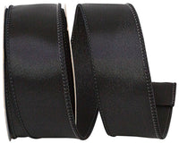 Black 1-1 2 Inch Satin Wired Edge Ribbon for Wreaths & Bows