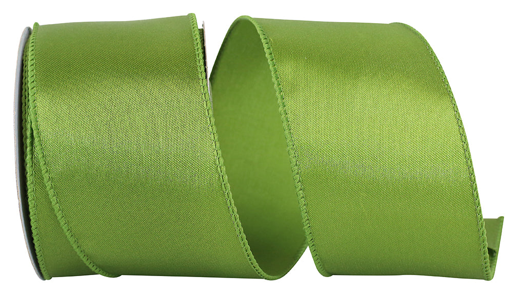 Moss 2-1 2 Inch Satin Wired Edge Ribbon for Wreaths & Bows