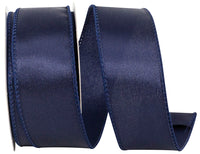 Navy 1-1 2 Inch Satin Wired Edge Ribbon for Wreaths & Bows