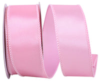 Pink 1-1 2 Inch Satin Wired Edge Ribbon for Wreaths & Bows