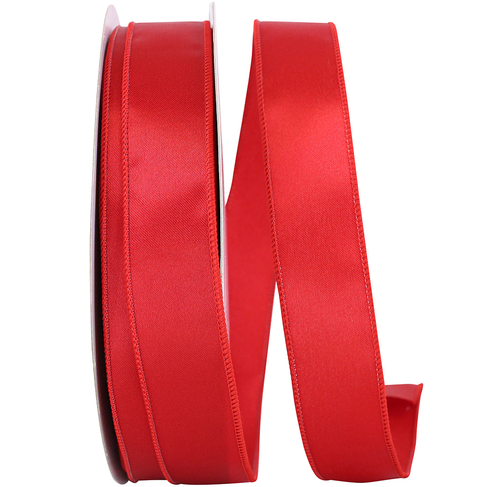 Red 1-1 2 Inch Satin Wired Edge Ribbon for Wreaths & Bows