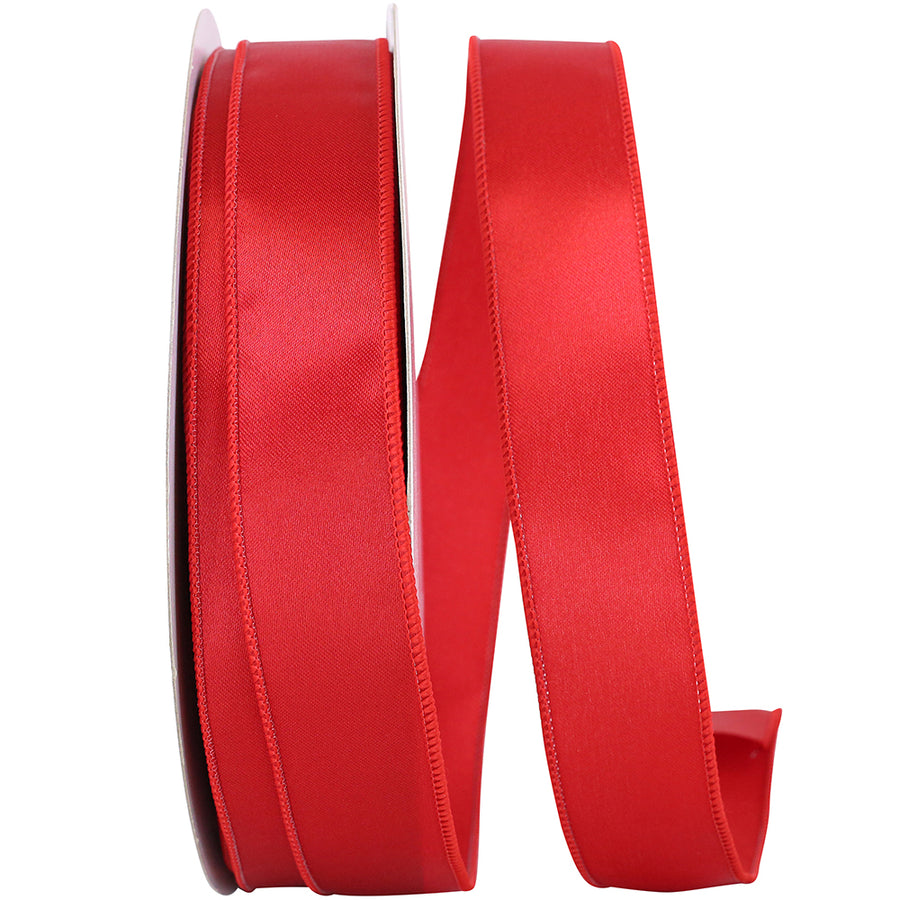 Red 1-1 2 Inch Satin Wired Edge Ribbon for Wreaths & Bows