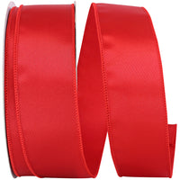 Red 2-1 2 Inch Satin Wired Edge Ribbon for Wreaths & Bows