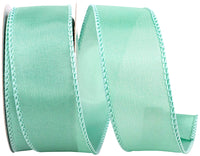 Aqua Satin Wired Edge Ribbon 1-1/2 Inch for Wreaths