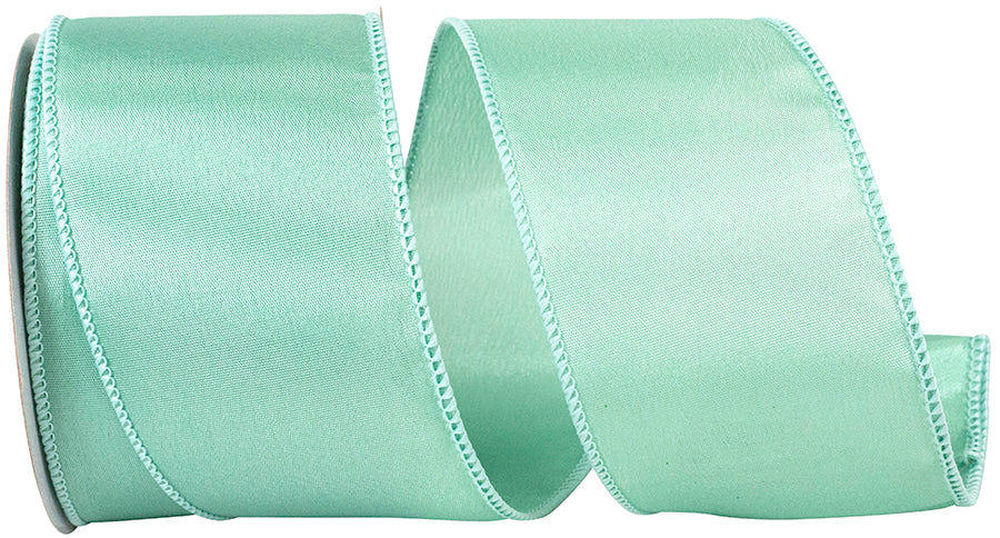 Aqua Satin Wired Edge Ribbon 2-1/2 Inch for Wreaths