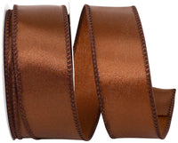 Brown 1-1 2 Inch Satin Wired Edge Ribbon for Wreaths & Bows