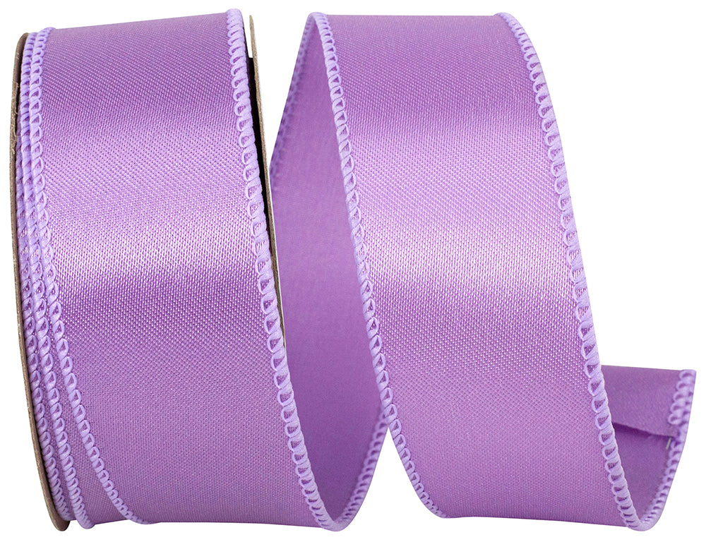 Lavender 1-1 2 Inch Satin Wired Edge Ribbon for Wreaths & Bows