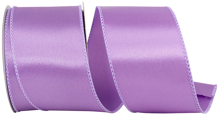 Lavender 2-1 2 Inch Satin Wired Edge Ribbon for Wreaths & Bows