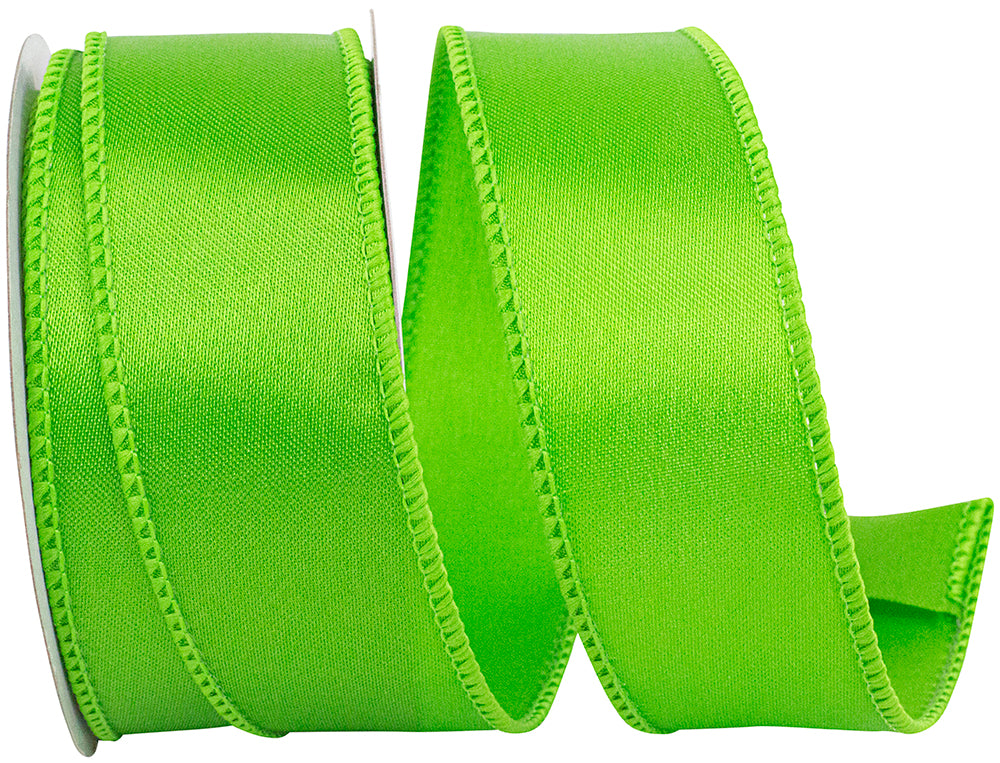 Citrus 1-1 2 Inch Satin Wired Edge Ribbon for Wreaths & Bows