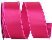 Fuchsia 1-1 2 Inch Satin Wired Edge Ribbon for Wreaths & Bows