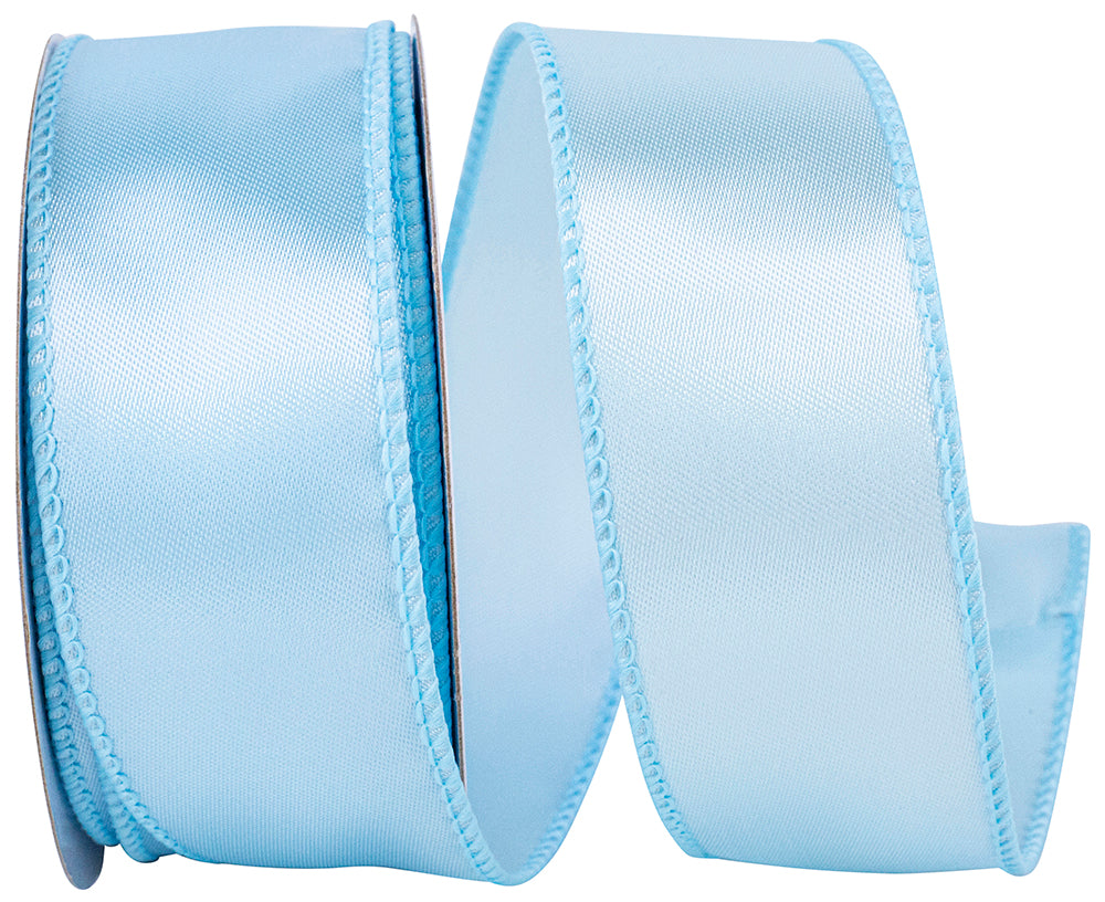 Pale 1-1 2 Inch Satin Wired Edge Ribbon for Wreaths & Bows