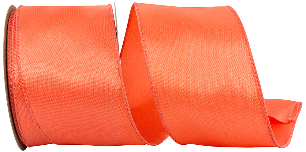 Coral 2-1 2 Inch Satin Wired Edge Ribbon for Wreaths & Bows