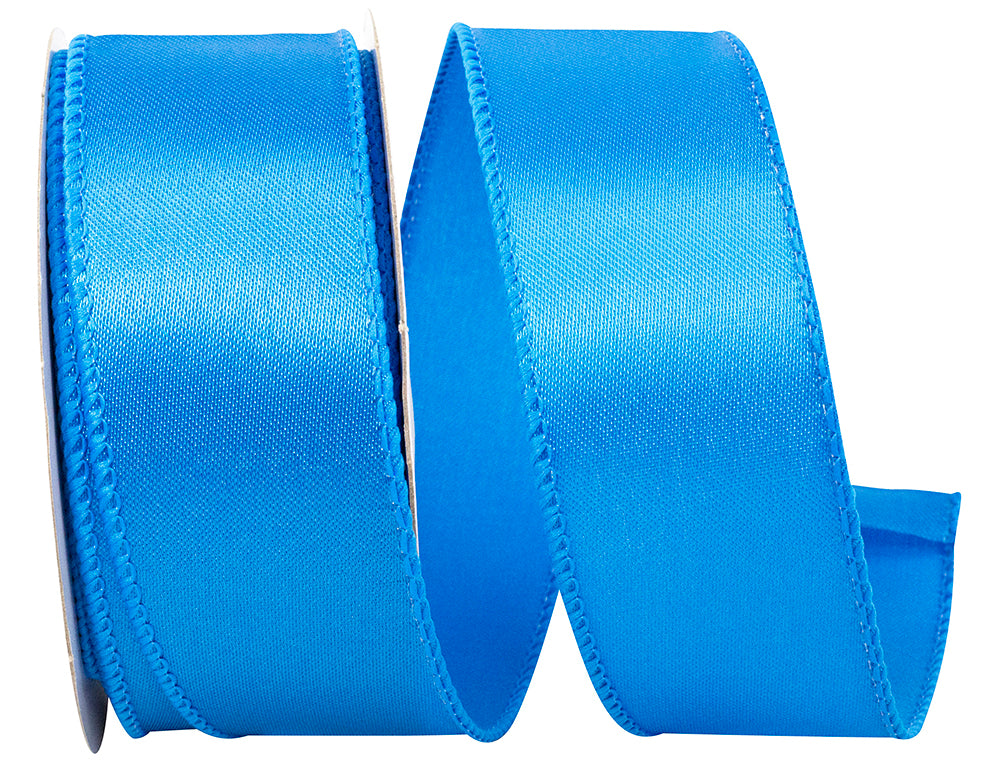 Turquoise Satin Wired Edge Ribbon 1-1/2 Inch for Bows