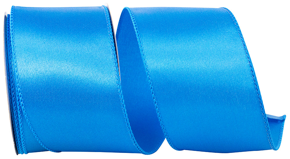 Turquoise Satin Wired Edge Ribbon 2-1/2 Inch for Bows