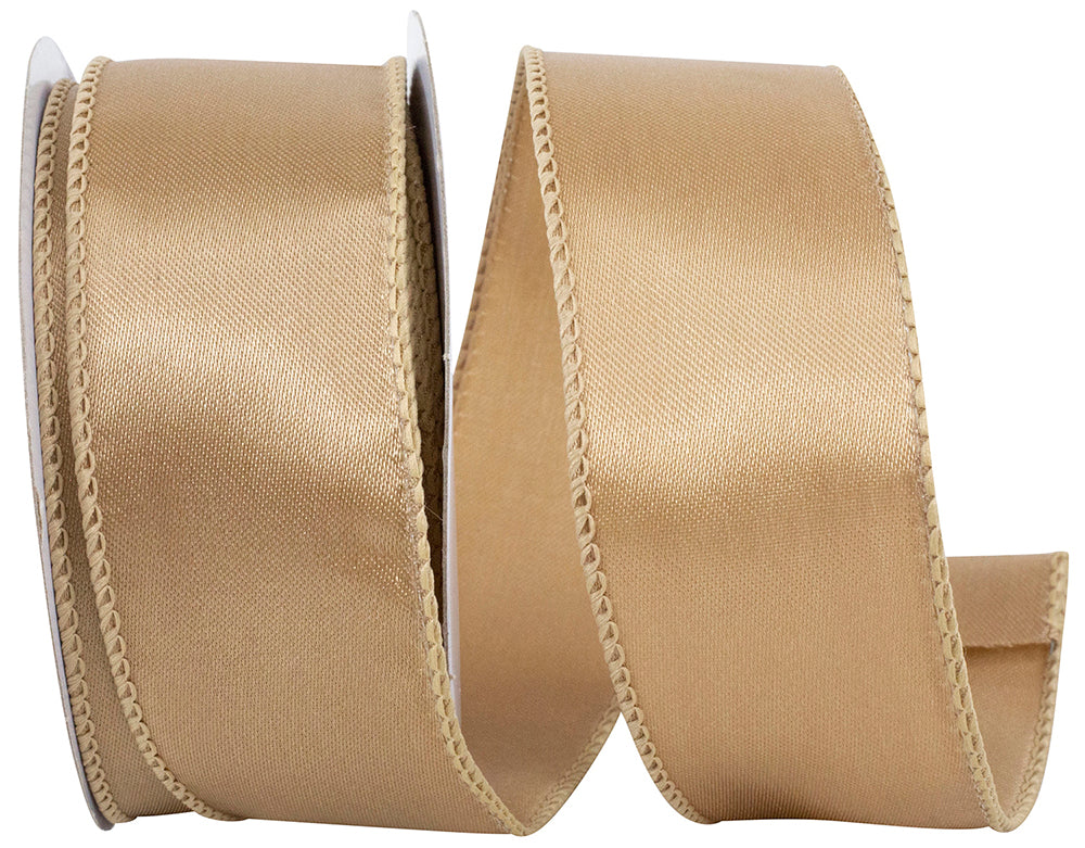 Antique 1-1 2 Inch Satin Wired Edge Ribbon for Wreaths & Bows