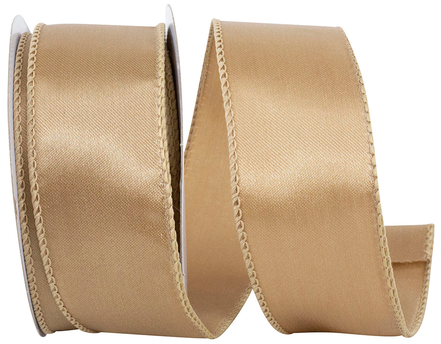 Antique 1-1 2 Inch Satin Wired Edge Ribbon for Wreaths & Bows
