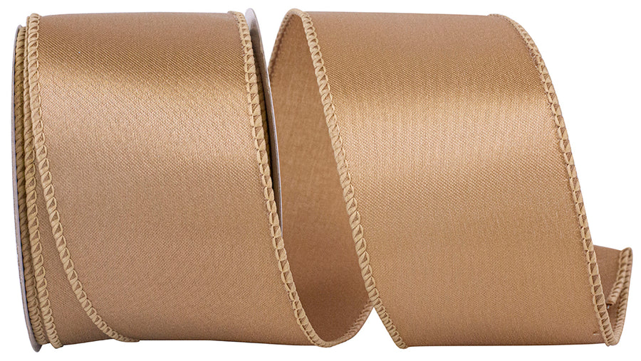 Antique 2-1 2 Inch Satin Wired Edge Ribbon for Wreaths & Bows
