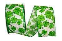 Iridescent 2-1 2 Inch Clover All Over Fun Wired Edge Ribbon for Wreaths & Bows