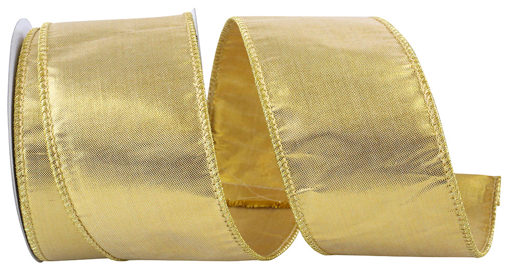 Gold Metallic Shine Deluxe Wired Edge Ribbon 2-1/2 Inch