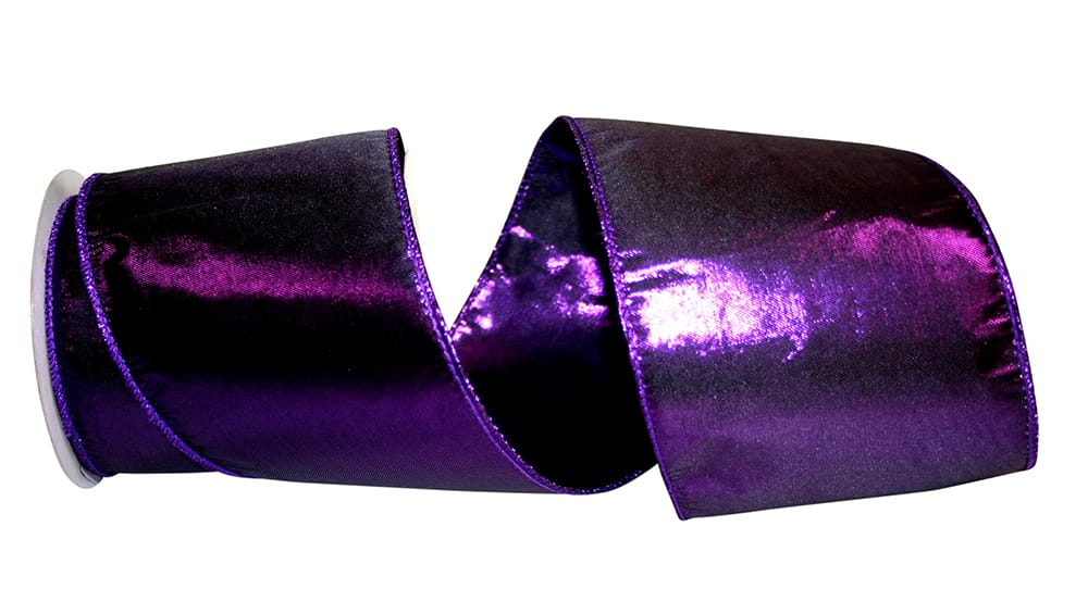 Purple 4 Inch Wired Edge Metallic Shine Ribbon for Bows