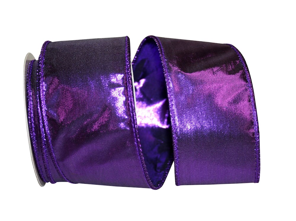 Purple 2-1/2 Inch Metallic Shine Wired Edge Ribbon