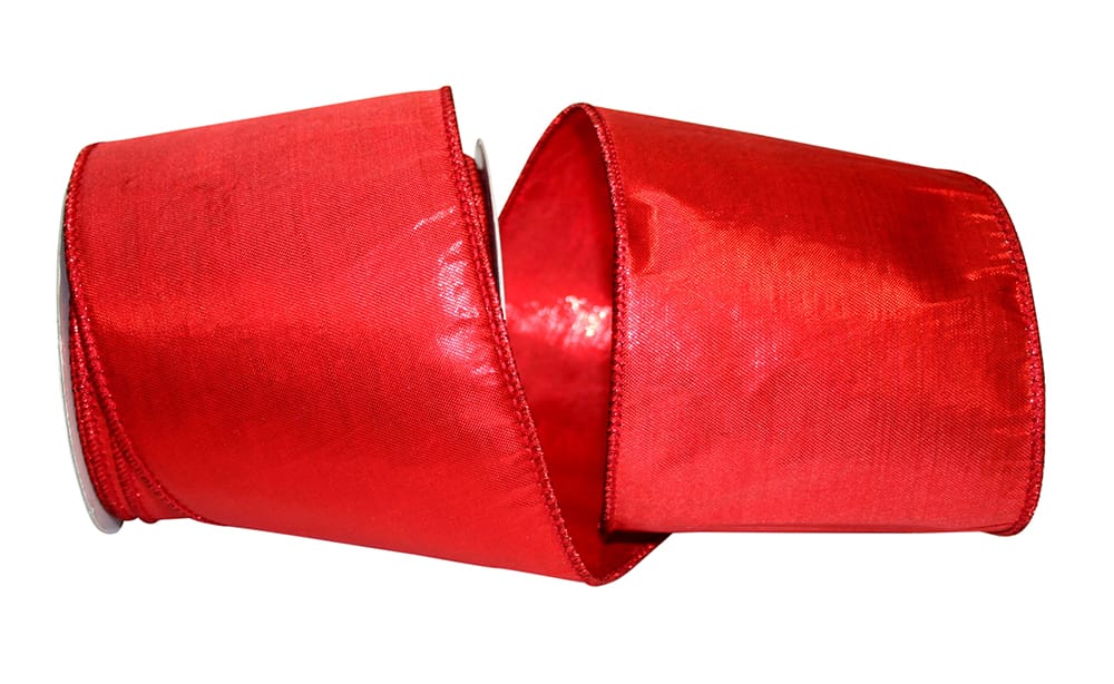 Red Metallic Shine 4 Inch Wired Edge Ribbon for Bows