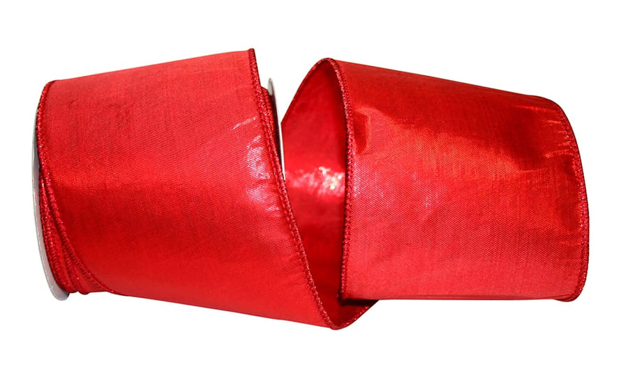 Red Metallic Shine 4 Inch Wired Edge Ribbon for Bows