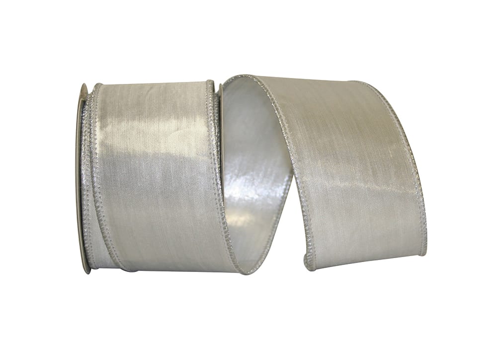 Silver Metallic Shine Wired Edge Ribbon 2-1/2 Inch for Bows