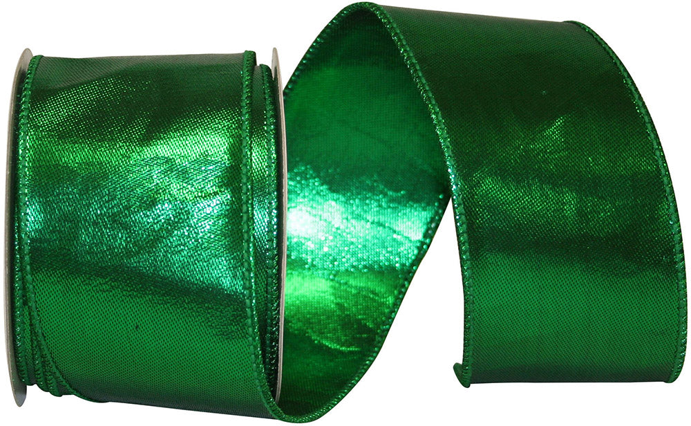 Emerald Metallic Shine Wired Edge Ribbon 2-1/2 Inch