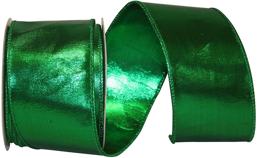 Emerald Metallic Shine Wired Edge Ribbon 2-1/2 Inch