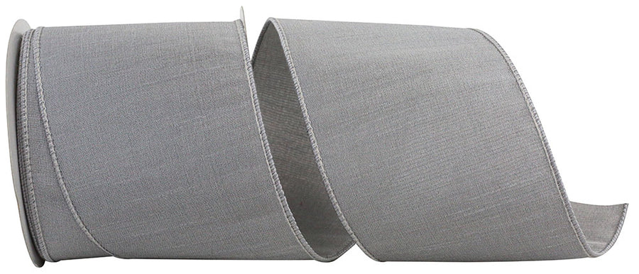 Silver Dupioni Lux Wired Edge Ribbon 4 Inch for Bows