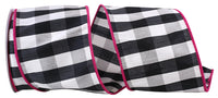 Black 4 Inch Wired Edge Gingham Check Ribbon for Bows