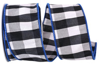 Black Royal Gingham Check Wired Edge Ribbon 2-1/2 Inch
