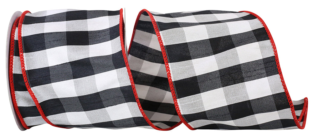 4 Inch Grand Gingham Check Wired Edge Ribbon for Wreaths