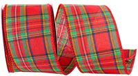 Red Plaid Wired Edge Ribbon 2-1/2 Inch for Wreaths